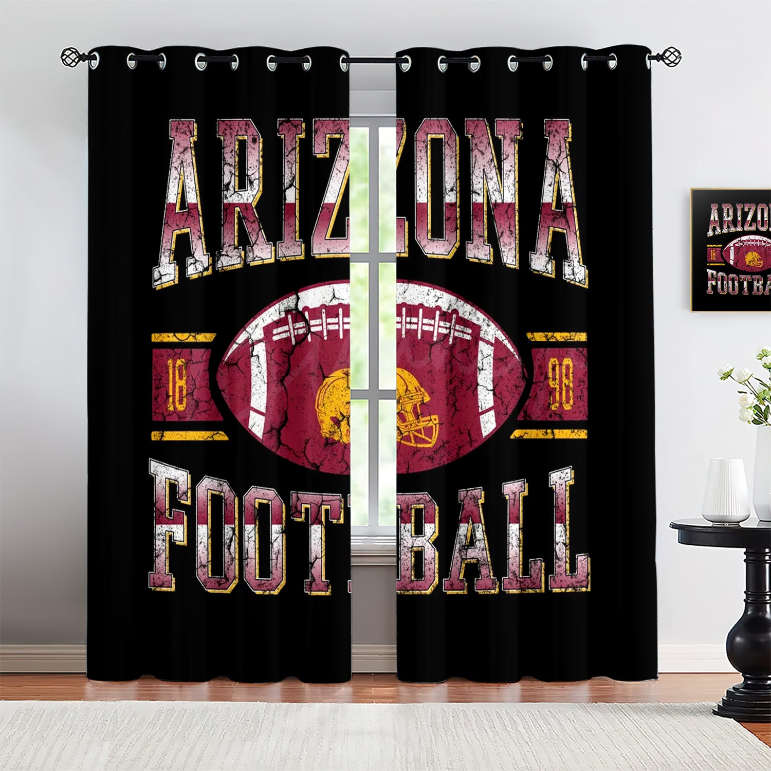 Arizona Cardinals Blackout Curtains Drapes for Window Treatment Set