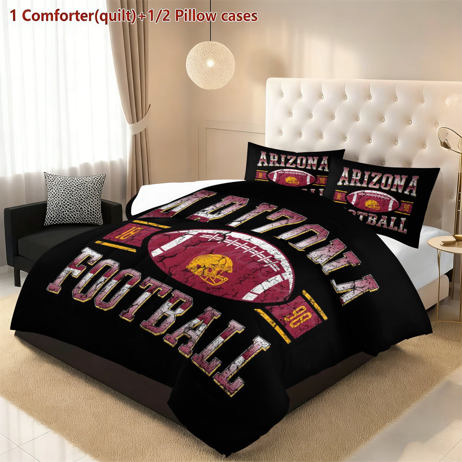 Arizona Cardinals Comforter Pillowcase Sets Blanket All Season Reversible Quilted Duvet