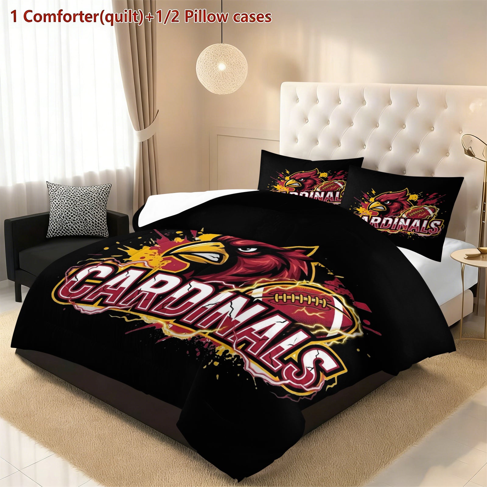 Arizona Cardinals Comforter Pillowcase Sets Blanket All Season Reversible Quilted Duvet