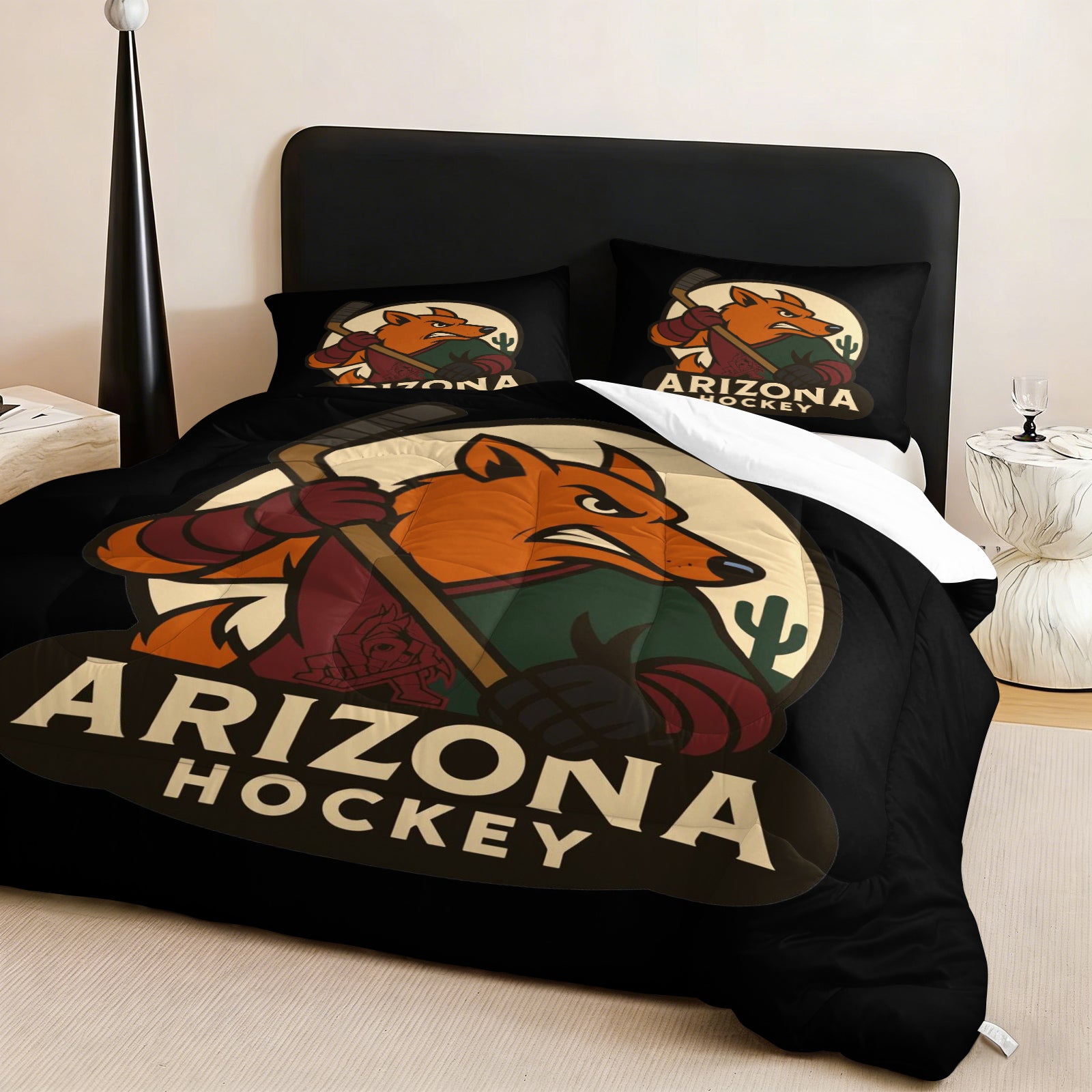 Arizona Coyotes Hockey League Comforter Pillowcase Sets Blanket All Season Reversible Quilted Duvet