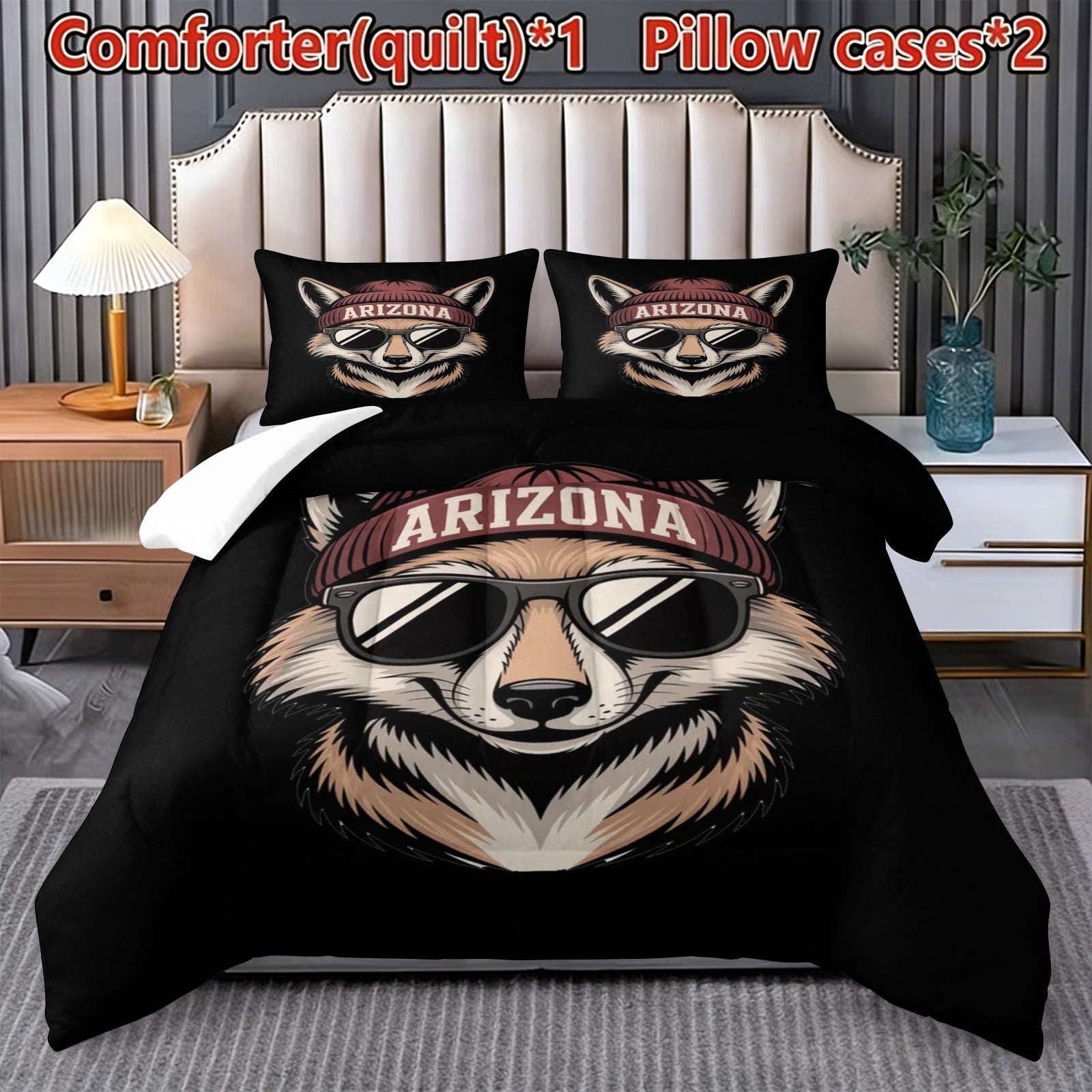 Arizona Coyotes Hockey League Comforter Pillowcase Sets Blanket All Season Reversible Quilted Duvet