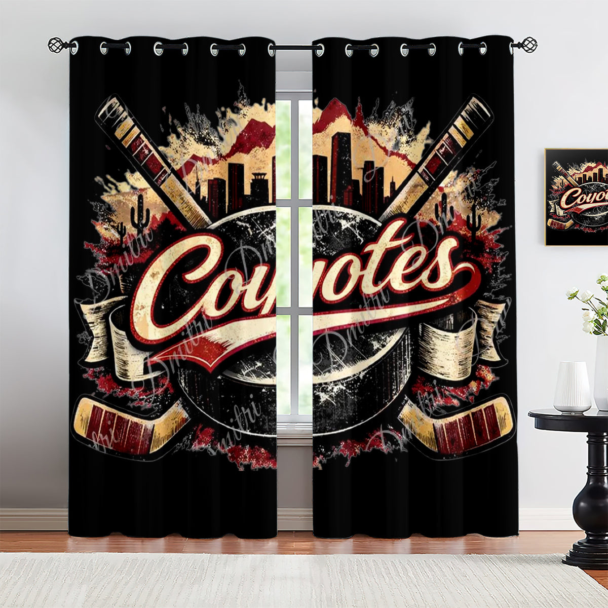 Arizona Coyotes Blackout Curtains Drapes For Window Treatment Set