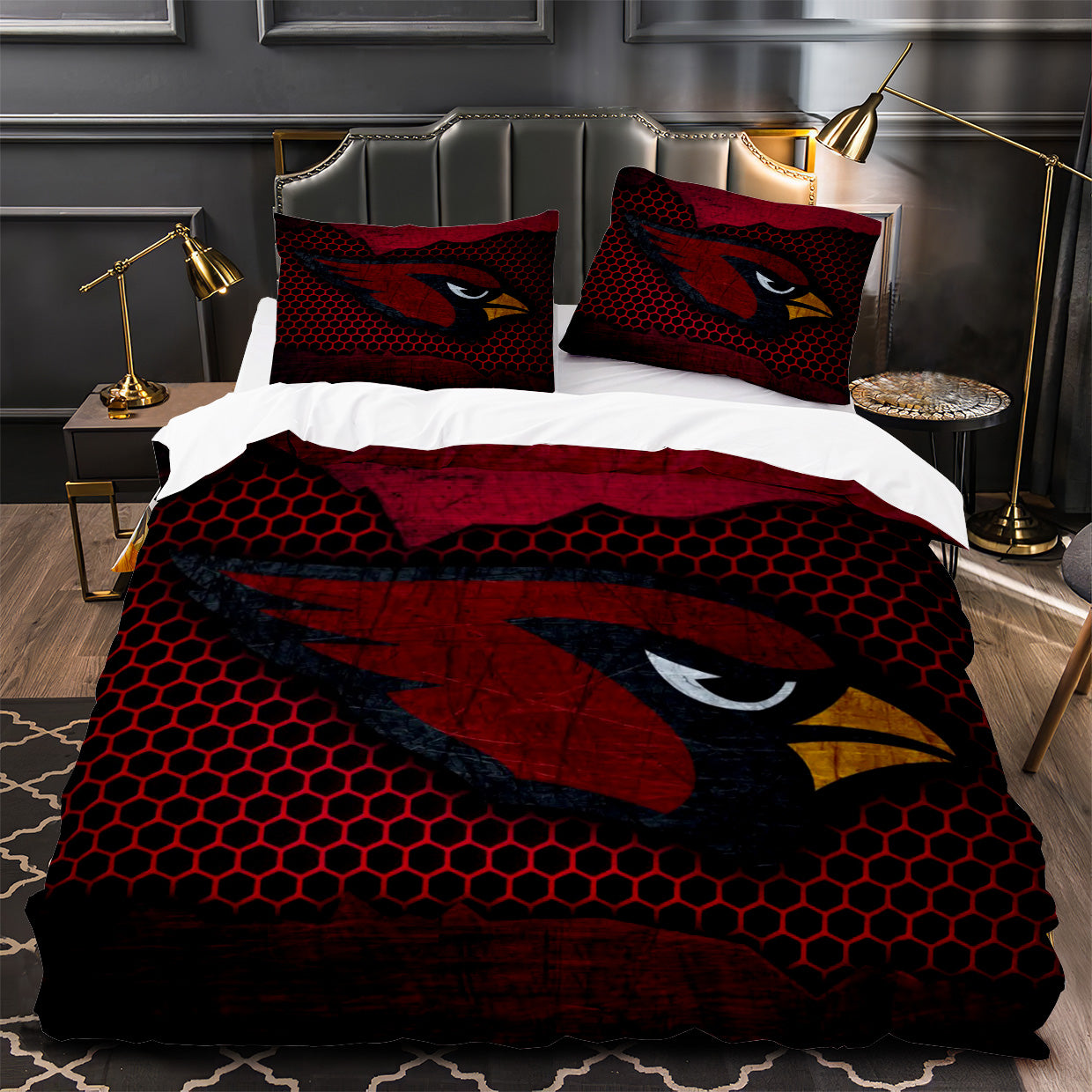 Arizona Cardinals Football Duvet Cover Quilt Case Pillowcase Bedding Set Without Filler