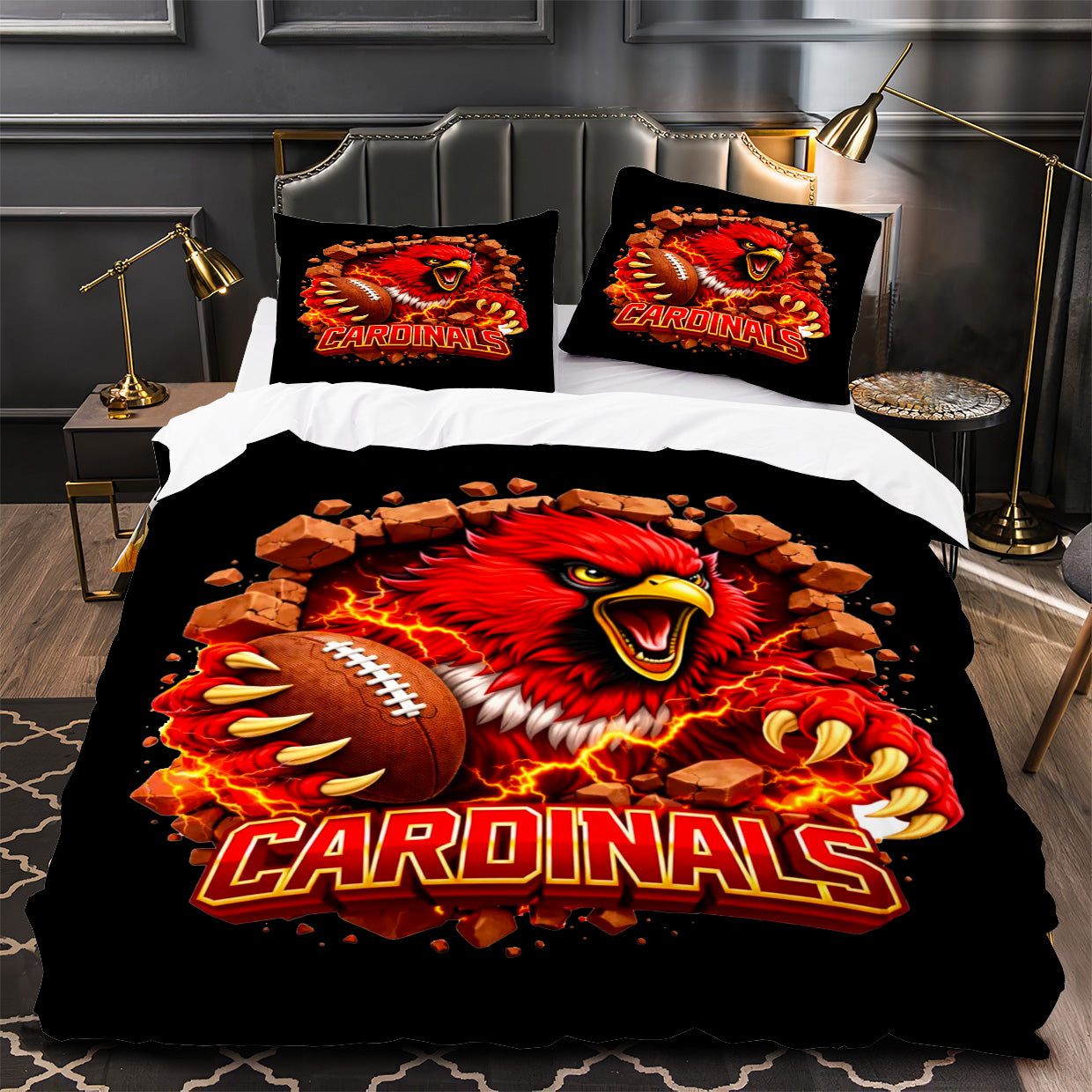 Arizona Cardinals Football Duvet Cover Quilt Case Pillowcase Bedding Set Without Filler