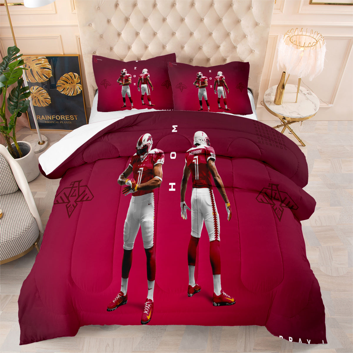 Arizona Cardinals Football Team Comforter Pillowcase Sets Blanket All Season Reversible Quilted Duvet