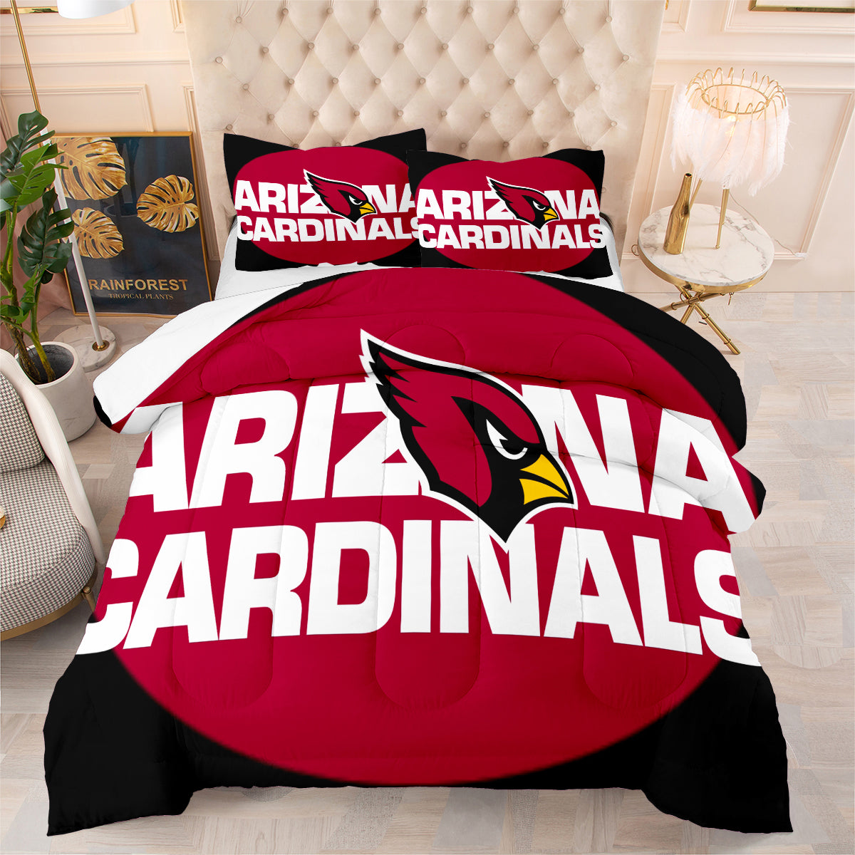 Arizona Cardinals Football Team Comforter Pillowcase Sets Blanket All Season Reversible Quilted Duvet