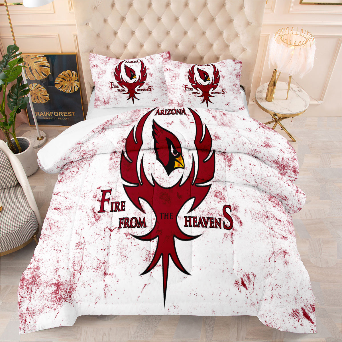 Arizona Cardinals Football Team Comforter Pillowcase Sets Blanket All Season Reversible Quilted Duvet