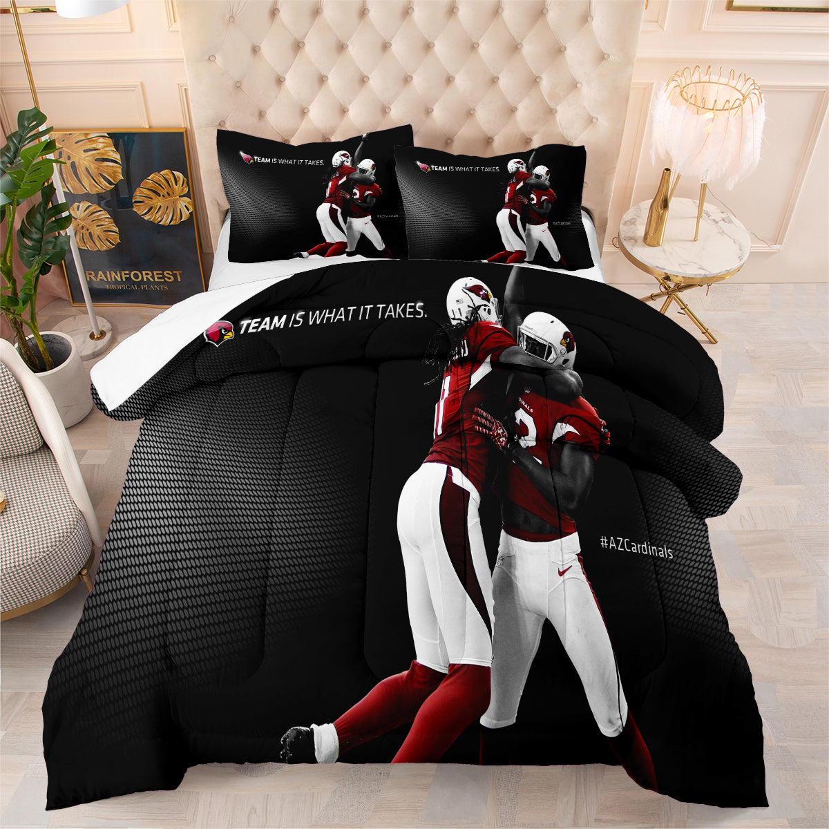 Arizona Cardinals Football Team Comforter Pillowcase Sets Blanket All Season Reversible Quilted Duvet