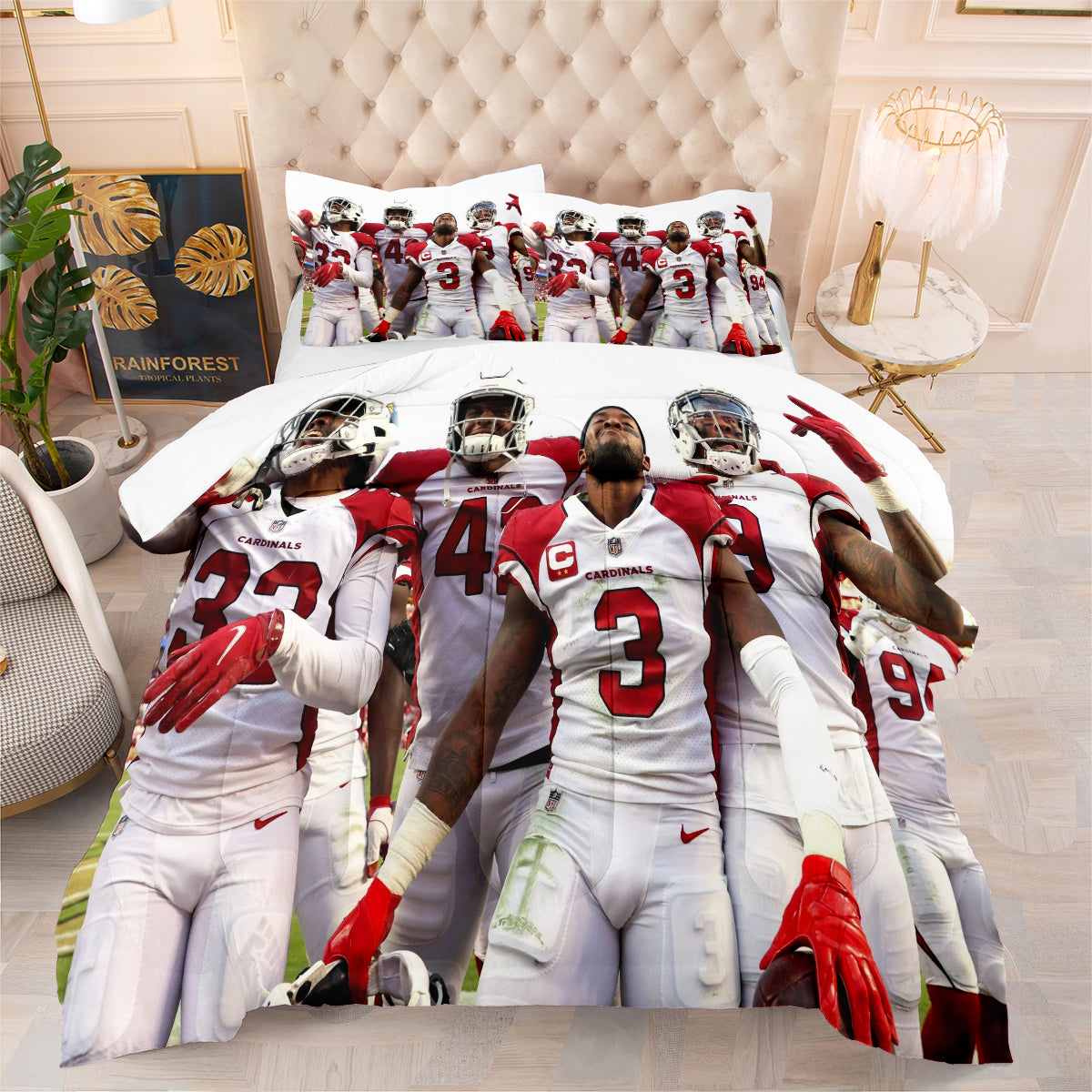 Arizona Cardinals Football Team Comforter Pillowcase Sets Blanket All Season Reversible Quilted Duvet