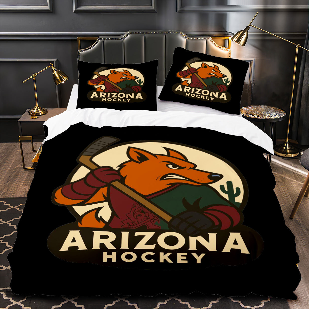 Arizona Coyotes Hockey Duvet Cover Quilt Case Pillowcase Bedding Set Without Filler