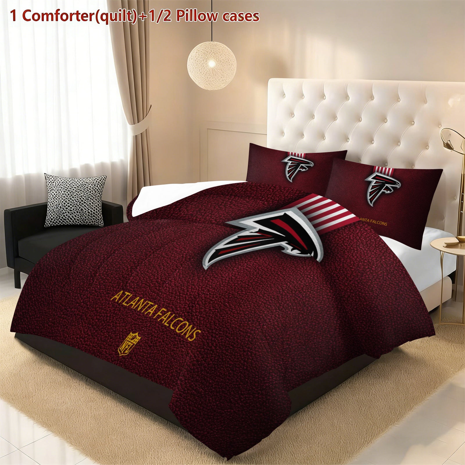Atlanta Falcons Comforter Pillowcase Sets Blanket All Season Reversible Quilted Duvet