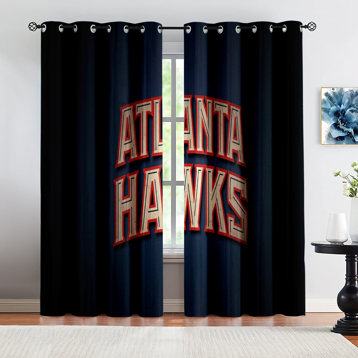 Atlanta Basketball Hawks Blackout Curtains Drapes For Window Treatment Set