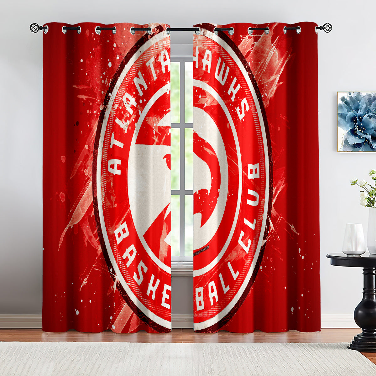 Atlanta Basketball Hawks Blackout Curtains Drapes For Window Treatment Set