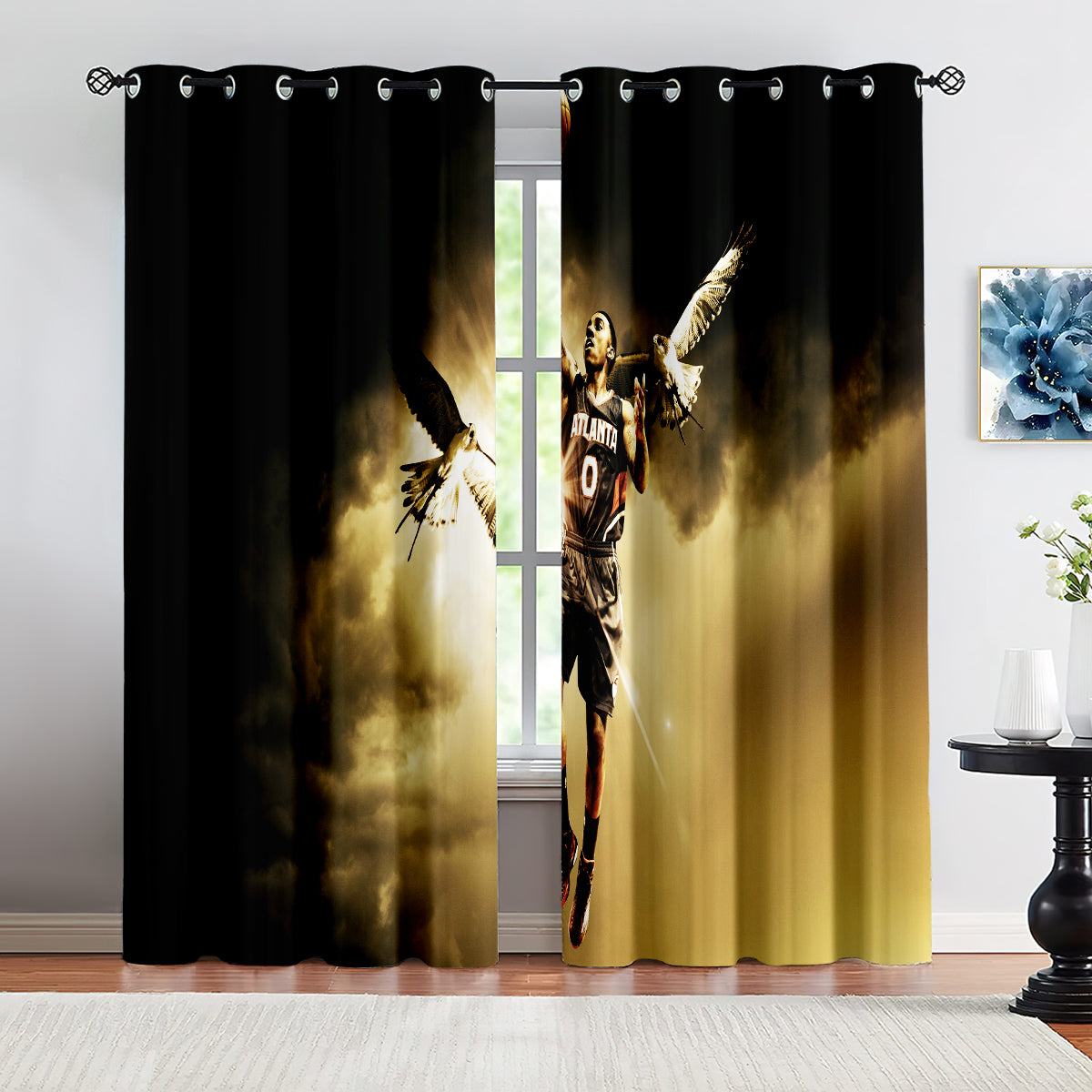 Atlanta Basketball Hawks Blackout Curtains Drapes For Window Treatment Set