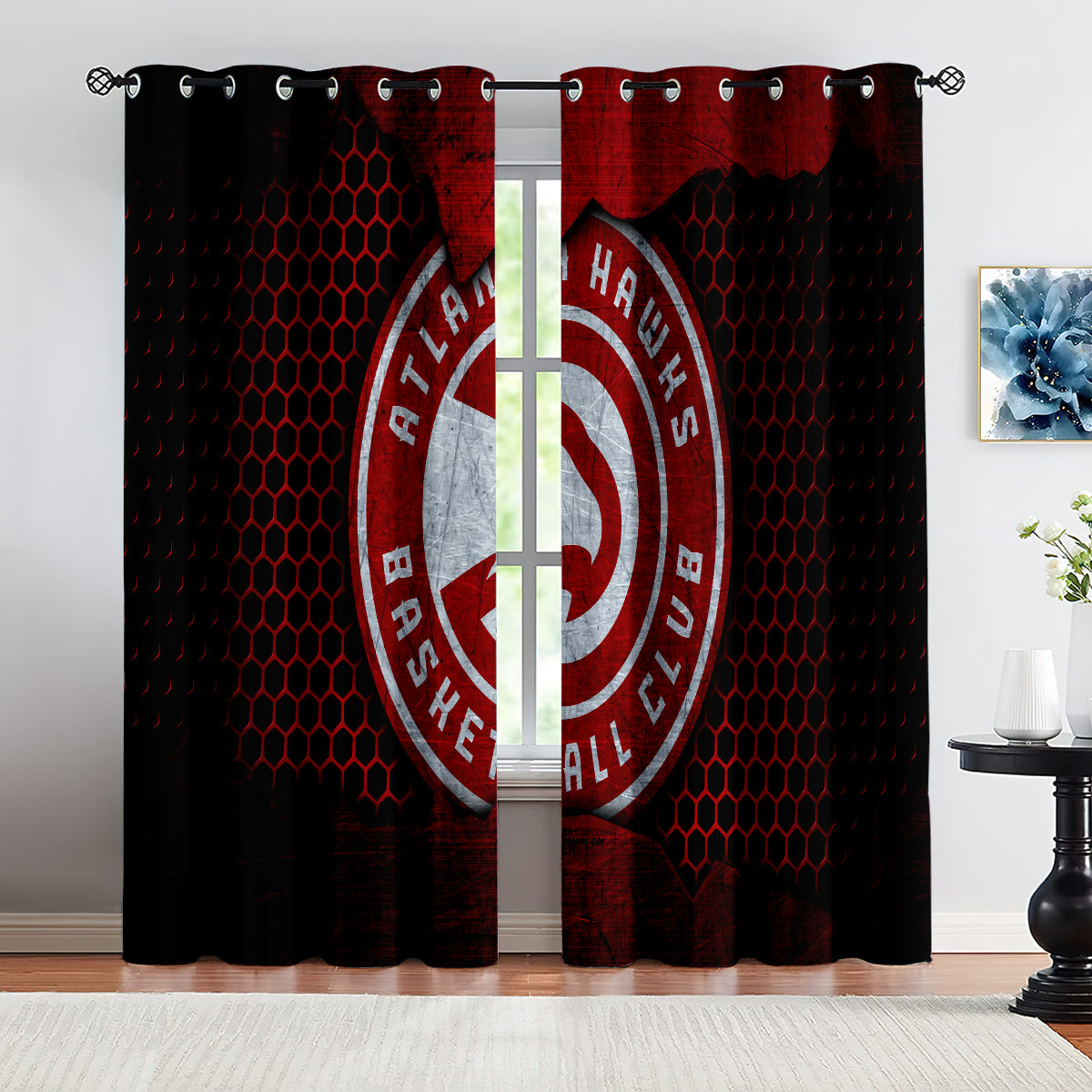 Atlanta Basketball Hawks Blackout Curtains Drapes For Window Treatment Set