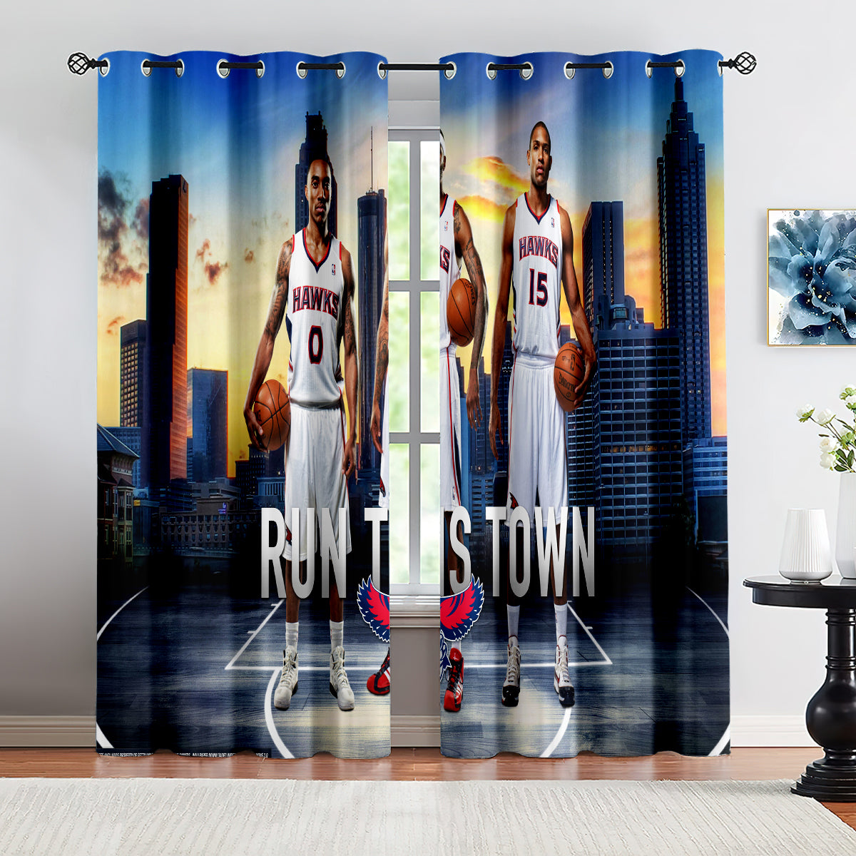 Atlanta Basketball Hawks Blackout Curtains Drapes For Window Treatment Set