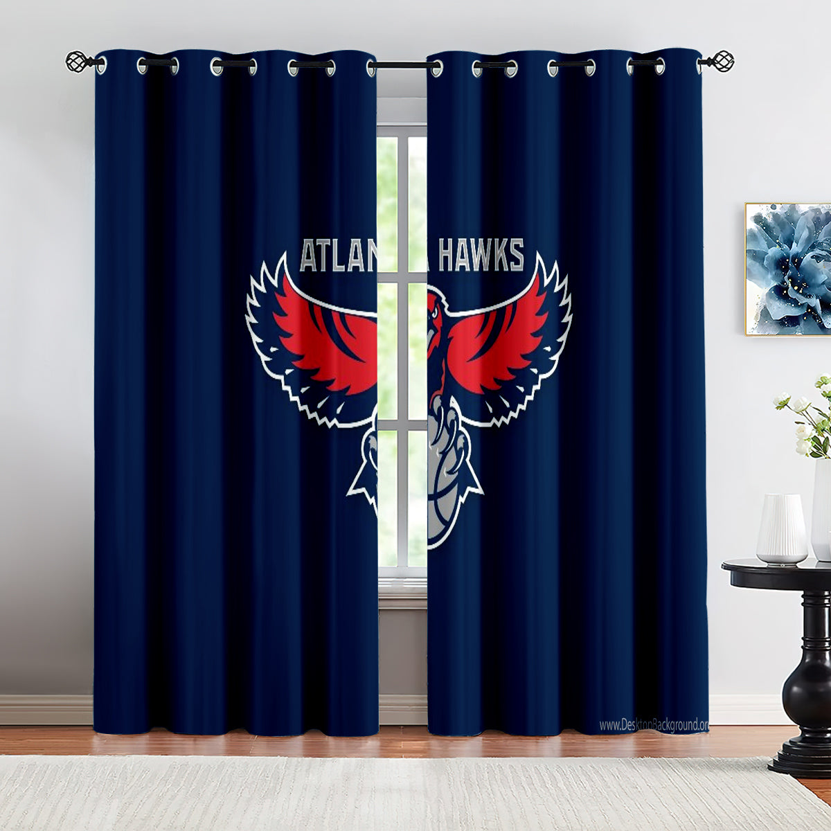 Atlanta Basketball Hawks Blackout Curtains Drapes For Window Treatment Set