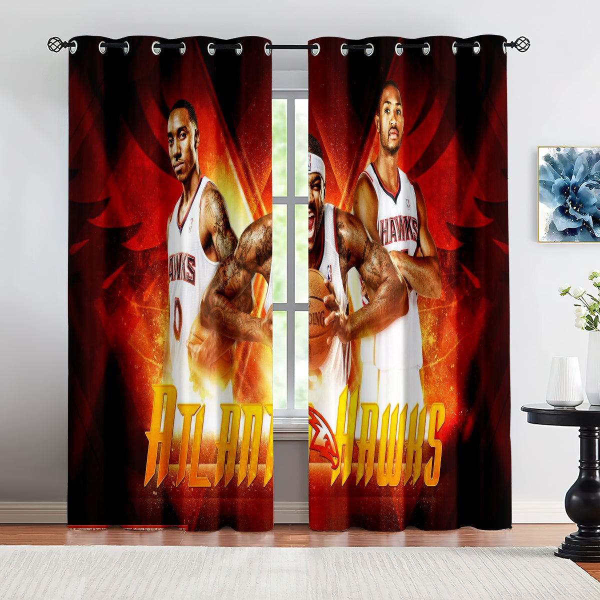 Atlanta Basketball Hawks Blackout Curtains Drapes For Window Treatment Set