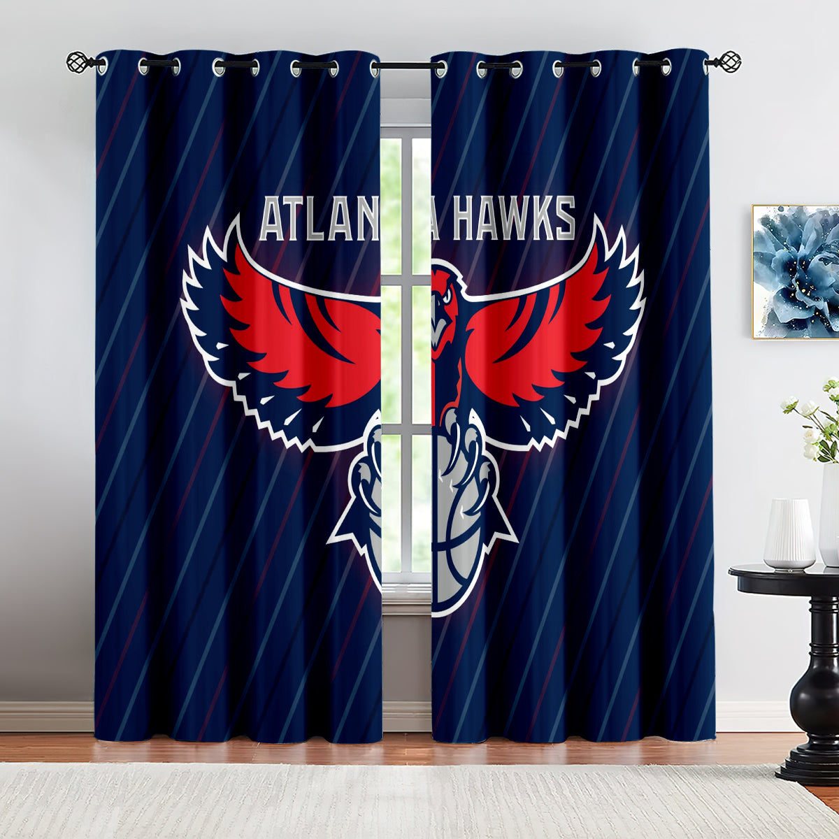 Atlanta Basketball Hawks Blackout Curtains Drapes For Window Treatment Set