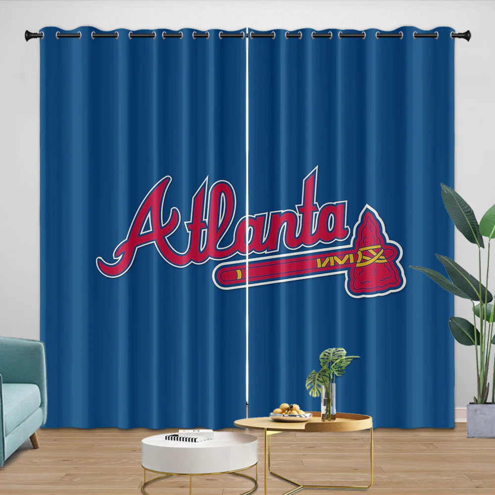 Atlanta Braves Blackout Curtain for Living Room Bedroom Window Treatment