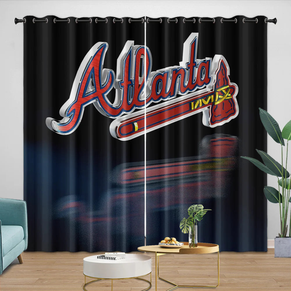 Atlanta Braves Blackout Curtain for Living Room Bedroom Window Treatment