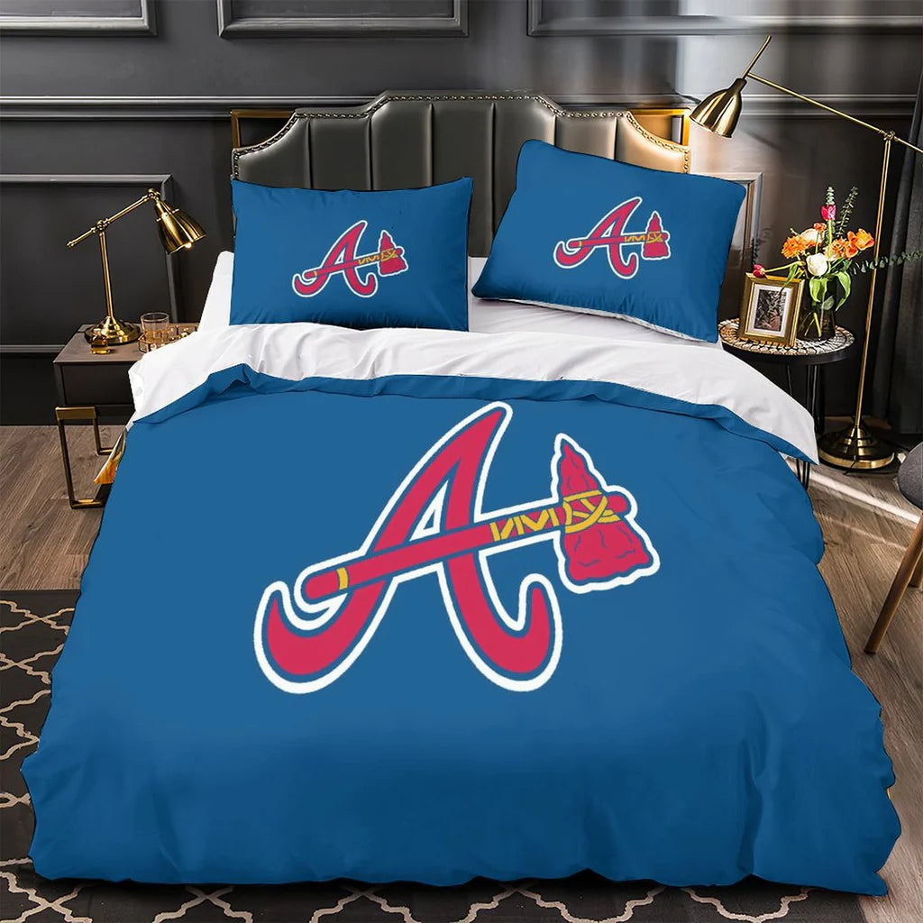 Atlanta Braves Duvet Cover Quilt Case Pillowcase Bedding Set Without Filler