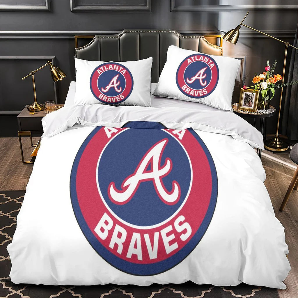Atlanta Braves Duvet Cover Quilt Case Pillowcase Bedding Set Without Filler