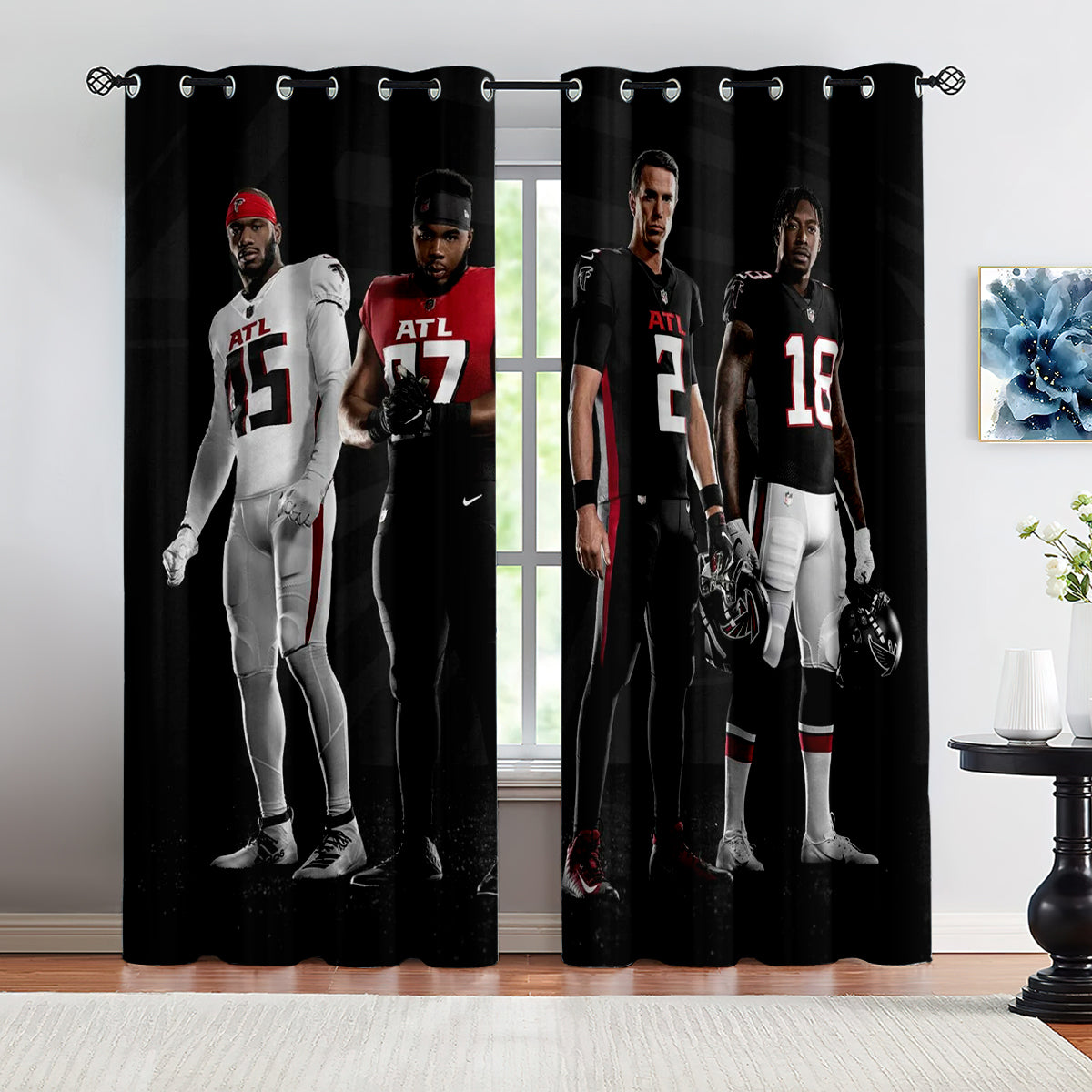 Atlanta Falcons Football Team Blackout Curtains Drapes For Window Treatment Set