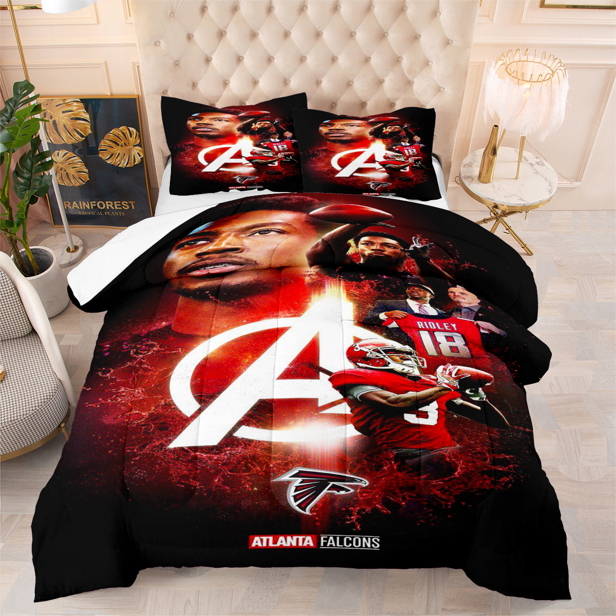 Atlanta Falcons Football Team Comforter Pillowcase Sets Blanket All Season Reversible Quilted Duvet