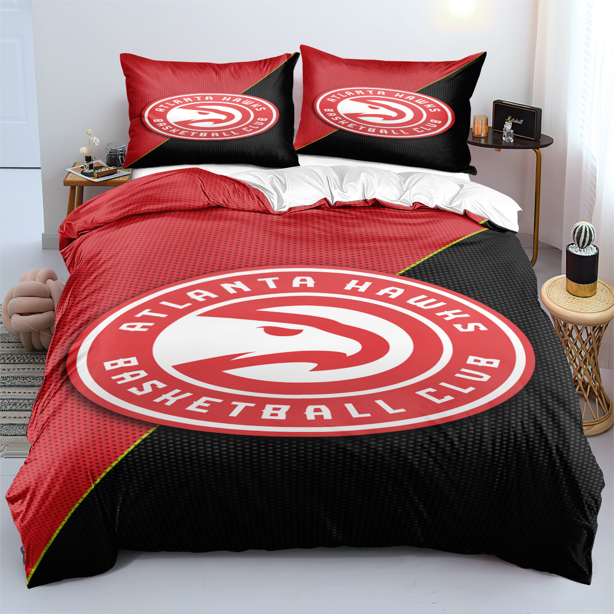 Atlanta Basketball Hawks Duvet Cover Quilt Case Pillowcases