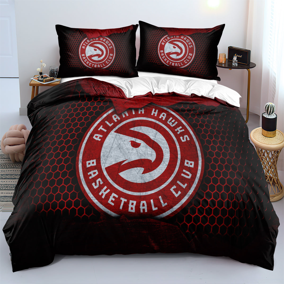 Atlanta Basketball Hawks Duvet Cover Quilt Case Pillowcases