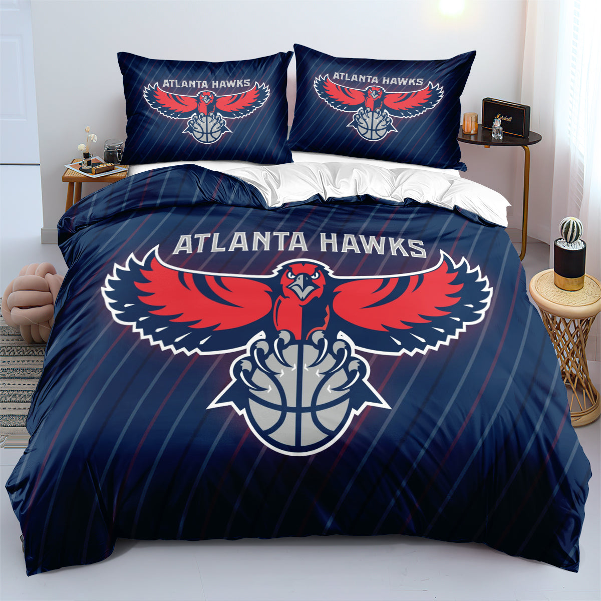 Atlanta Basketball Hawks Duvet Cover Quilt Case Pillowcases