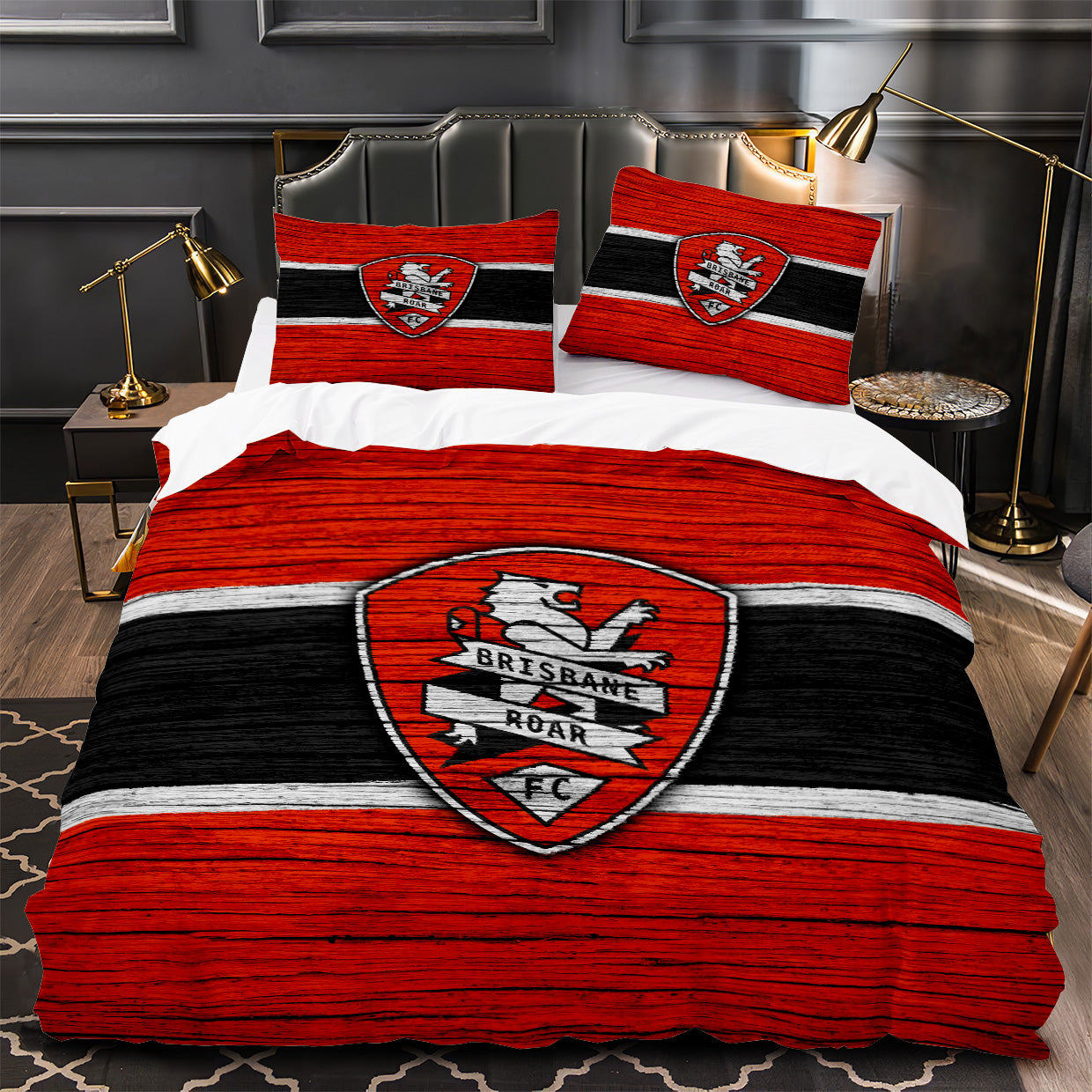 Brisbane Roar Soccer Duvet Cover Quilt Case Pillowcase Bedding Set Without Filler