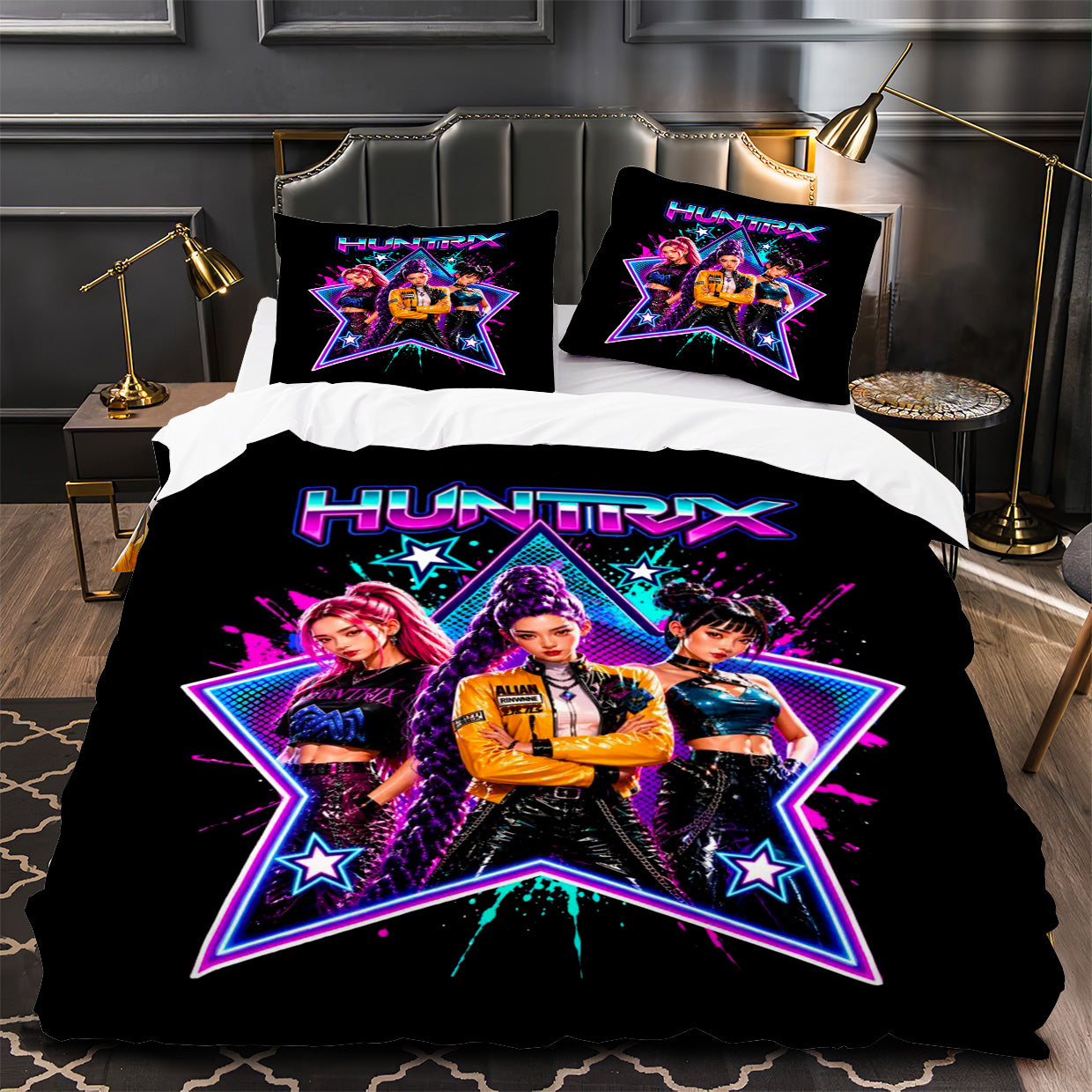 Kpop Demon Hunters Duvet Cover Quilt Case Pillowcase Bedding Set Without Filler