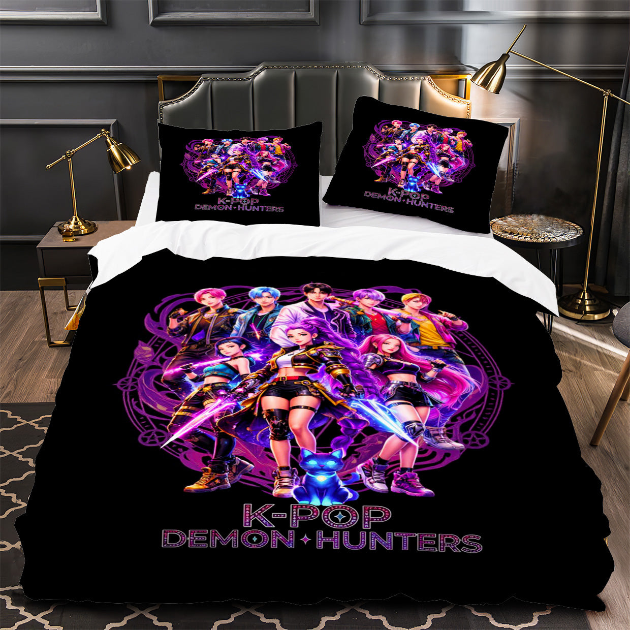 Kpop Demon Hunters Duvet Cover Quilt Case Pillowcase Bedding Set Without Filler