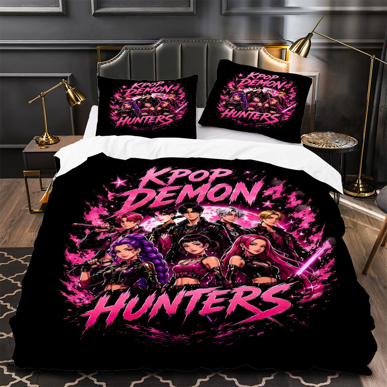 Kpop Demon Hunters Duvet Cover Quilt Case Pillowcase Bedding Set Without Filler