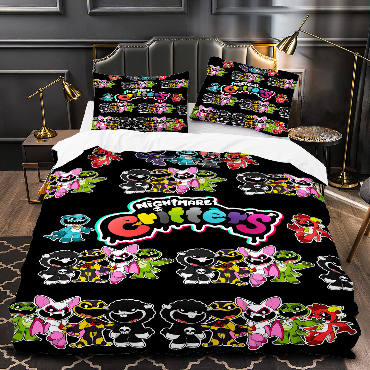 Nightmare Critters Duvet Cover Quilt Case Pillowcase Bedding Set Without Filler