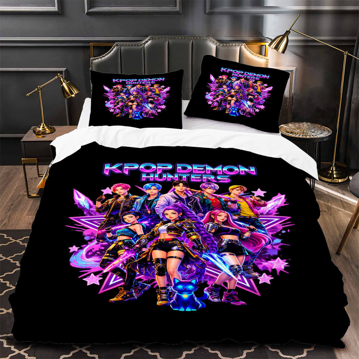Kpop Demon Hunters Duvet Cover Quilt Case Pillowcase Bedding Set Without Filler