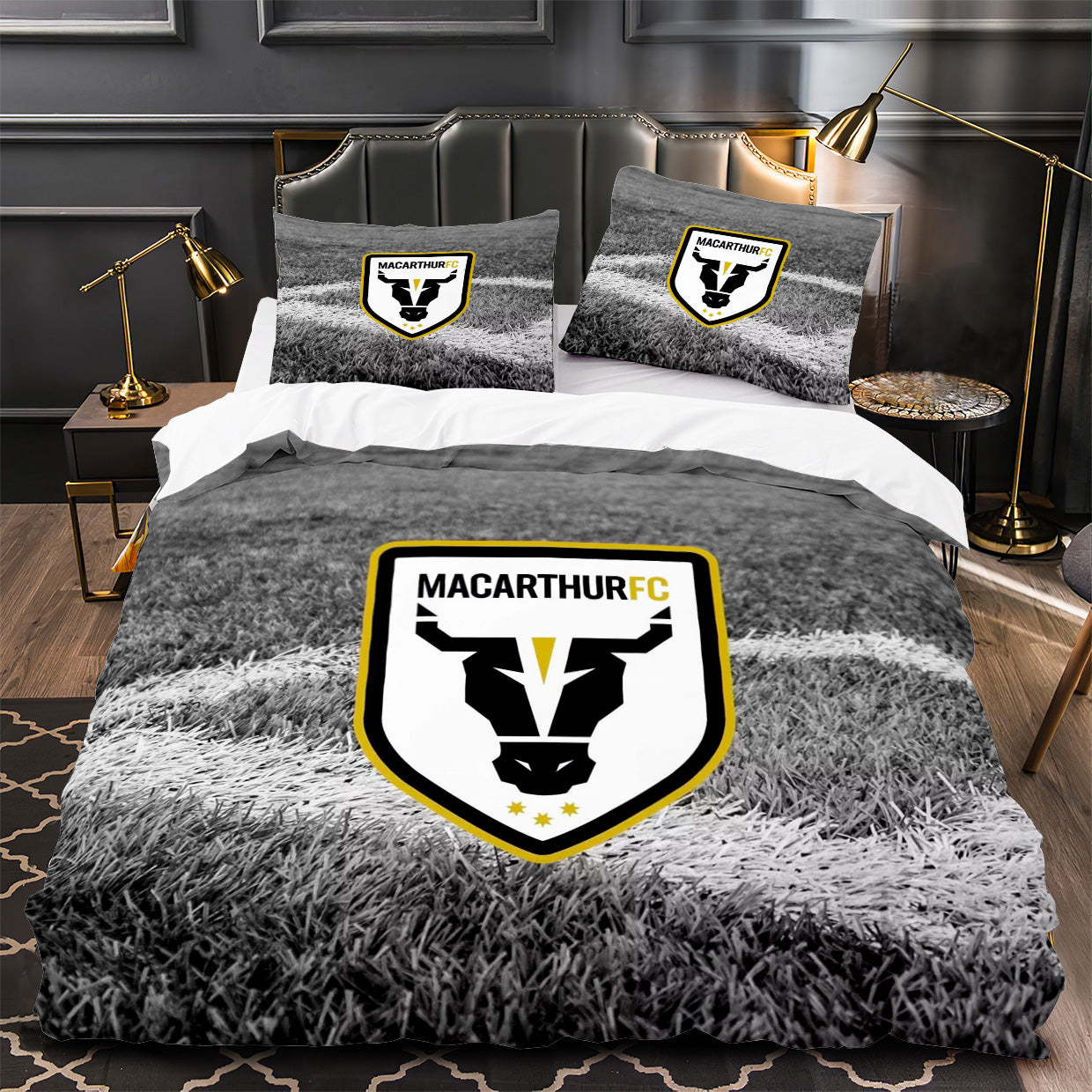 Macarthur Bulls Soccer Duvet Cover Quilt Case Pillowcase Bedding Set Without Filler