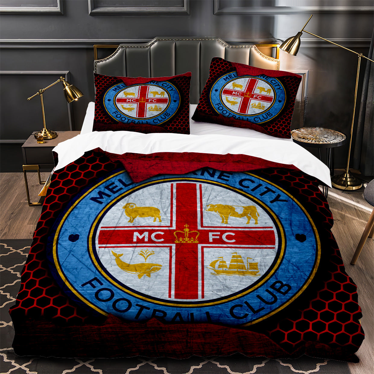 Melbourne City FC Soccer Duvet Cover Quilt Case Pillowcase Bedding Set Without Filler