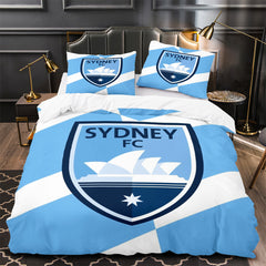 Sydney FC Soccer Duvet Cover Quilt Case Pillowcase Bedding Set Without Filler