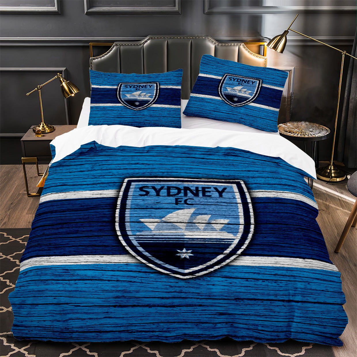 Sydney FC Soccer Duvet Cover Quilt Case Pillowcase Bedding Set Without Filler