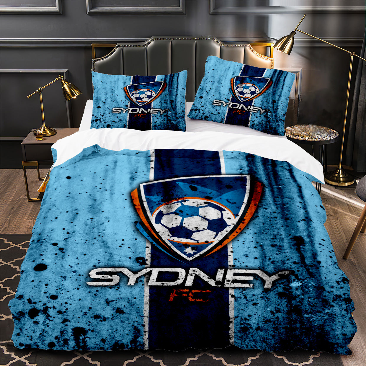 Sydney FC Soccer Duvet Cover Quilt Case Pillowcase Bedding Set Without Filler