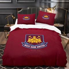 West Ham United Soccer Duvet Cover Quilt Case Pillowcase Bedding Set Without Filler