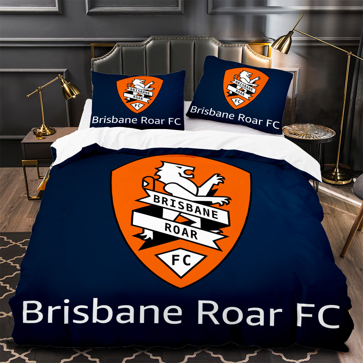 Brisbane Roar Soccer Duvet Cover Quilt Case Pillowcase Bedding Set Without Filler