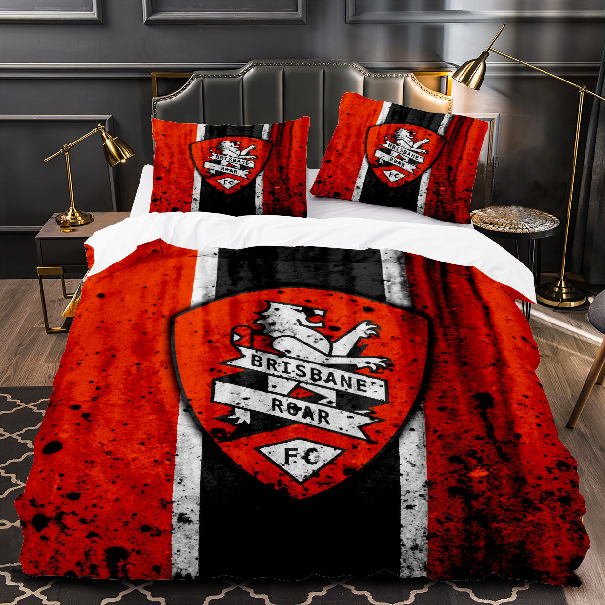 Brisbane Roar Soccer Duvet Cover Quilt Case Pillowcase Bedding Set Without Filler