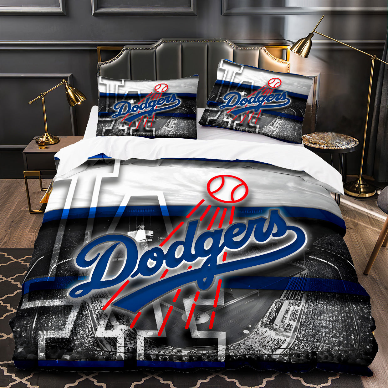 Los Angeles Dodgers Duvet Cover Quilt Case Pillowcase Bedding Set Without Filler
