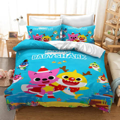 Baby Shark Duvet Cover Quilt Case Pillowcase Bedding Set Without Filler