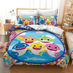 Baby Shark Duvet Cover Quilt Case Pillowcase Bedding Set Without Filler