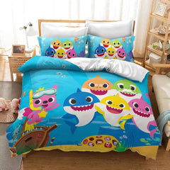 Baby Shark Duvet Cover Quilt Case Pillowcase Bedding Set Without Filler